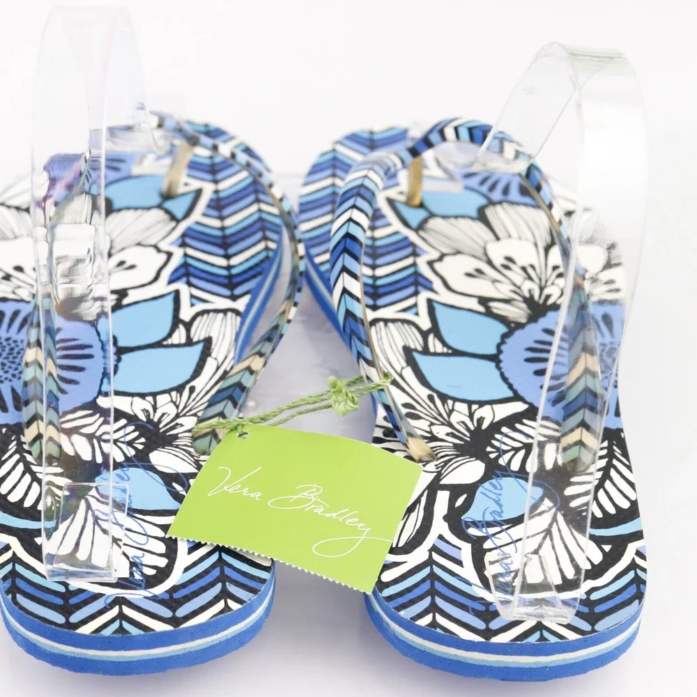 Vera Bradley Womens Sandals Size 6 Blue Bayou Thong Flip Flop Slide Paisley Shoe